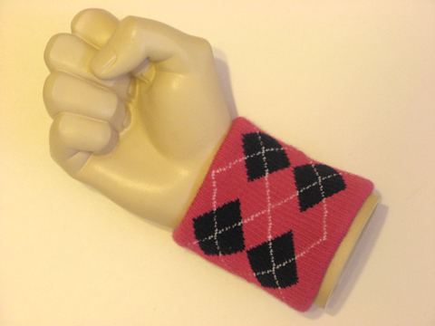 Argyle terry wristband hot pink navy - Click Image to Close